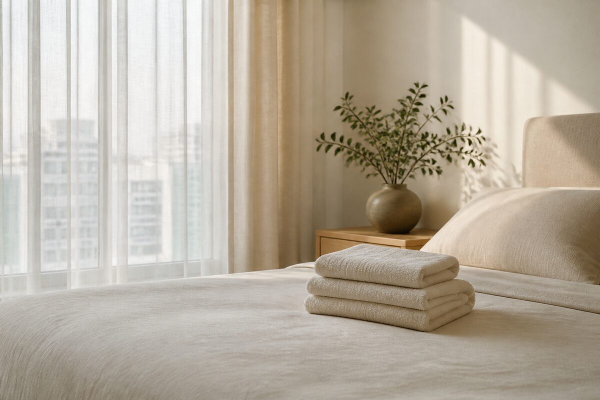A calm, bright Singapore bedroom ready for a home visit